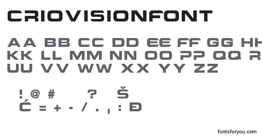 A fonte CriovisionFont – alfabeto, números, caracteres especiais
