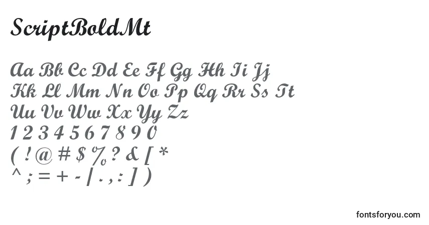A fonte ScriptBoldMt – alfabeto, números, caracteres especiais