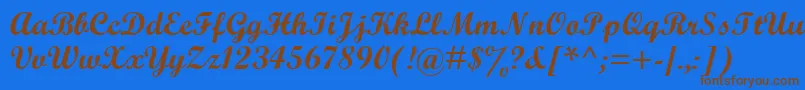 フォントScriptBoldMt – 茶色の文字が青い背景にあります。