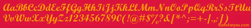フォントScriptBoldMt – 赤い背景にオレンジの文字
