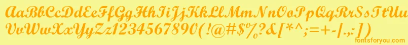フォントScriptBoldMt – オレンジの文字が黄色の背景にあります。