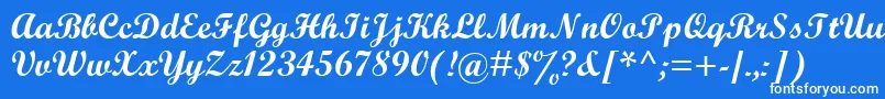 Czcionka ScriptBoldMt – białe czcionki na niebieskim tle