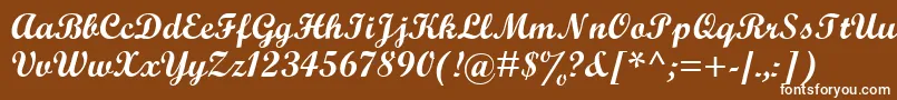 ScriptBoldMt-Schriftart – Weiße Schriften auf braunem Hintergrund