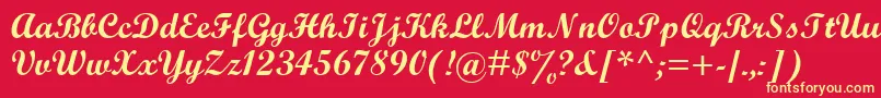 ScriptBoldMt-Schriftart – Gelbe Schriften auf rotem Hintergrund