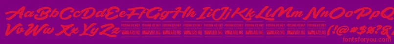 PlicataPersonalUseOnly Font – Red Fonts on Purple Background