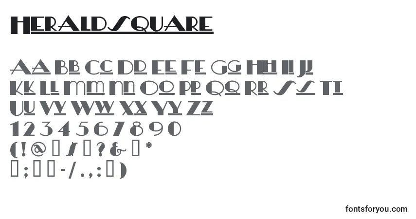 A fonte Heraldsquare – alfabeto, números, caracteres especiais