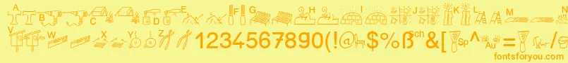 SpAnlaut6Db Font – Orange Fonts on Yellow Background