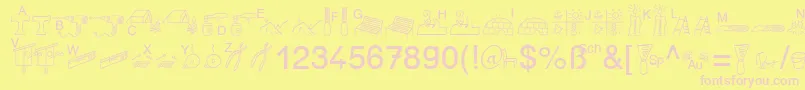 SpAnlaut6Db-fontti – vaaleanpunaiset fontit keltaisella taustalla