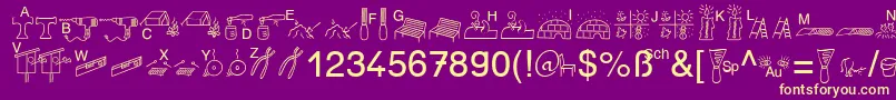 SpAnlaut6Db Font – Yellow Fonts on Purple Background