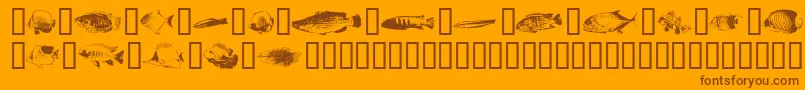Czcionka Fishpoa – brązowe czcionki na pomarańczowym tle