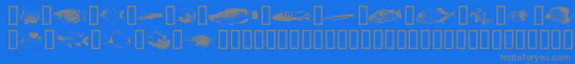 Fishpoa-Schriftart – Graue Schriften auf blauem Hintergrund