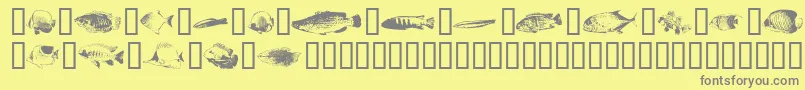 Fishpoa-Schriftart – Graue Schriften auf gelbem Hintergrund