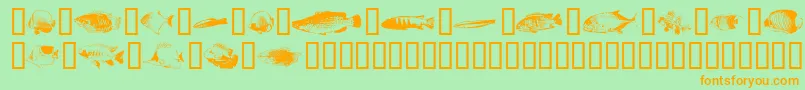 Fishpoa-Schriftart – Orangefarbene Schriften auf grünem Hintergrund