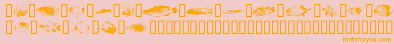 Więcej informacji o czcionce Fishpoa Czcionka Fishpoa – pomarańczowe czcionki na różowym tle