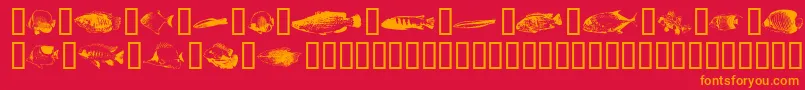 Więcej informacji o czcionce Fishpoa Czcionka Fishpoa – pomarańczowe czcionki na czerwonym tle