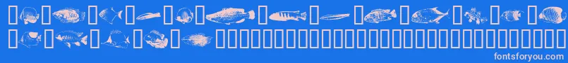 フォントFishpoa – ピンクの文字、青い背景