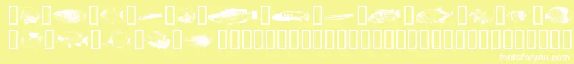 Fishpoa-Schriftart – Weiße Schriften auf gelbem Hintergrund