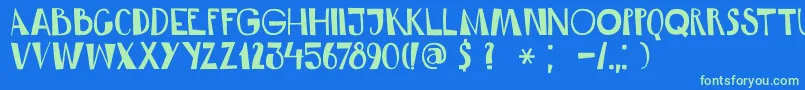 DkRumDoodle Font – Green Fonts on Blue Background