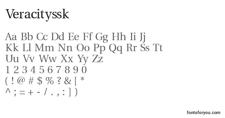 Czcionka Veracityssk – alfabet, cyfry, specjalne znaki