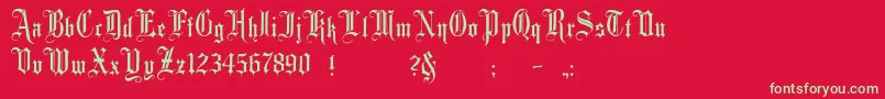 フォントMinsterNo1 – 赤い背景に緑の文字