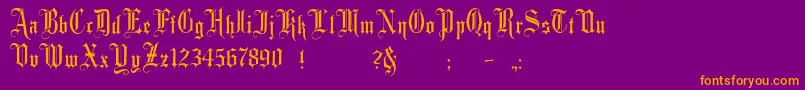 フォントMinsterNo1 – 紫色の背景にオレンジのフォント