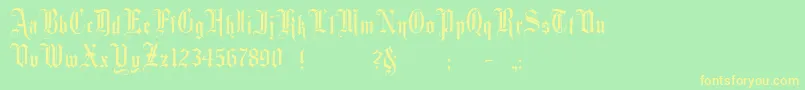 フォントMinsterNo1 – 黄色の文字が緑の背景にあります