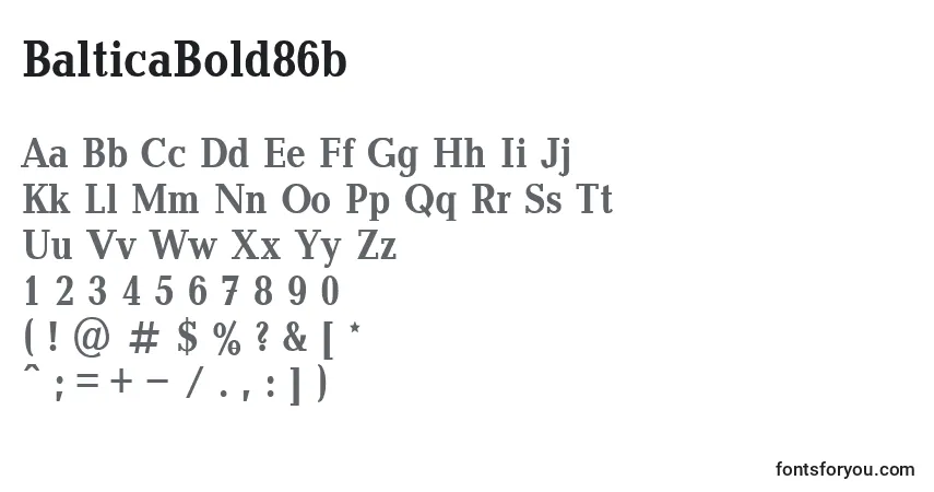 A fonte BalticaBold86b – alfabeto, números, caracteres especiais