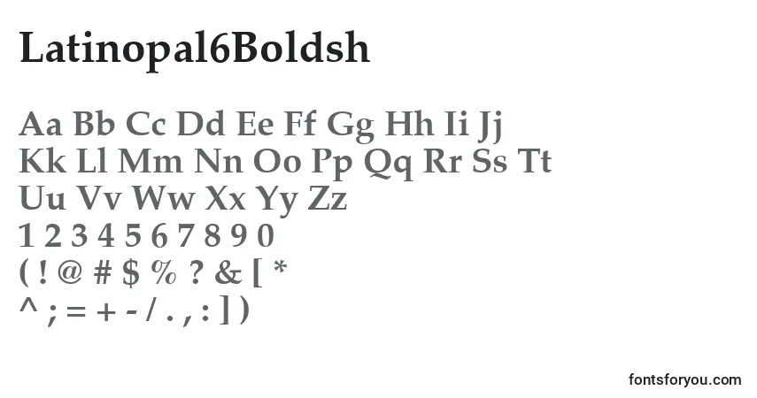 Czcionka Latinopal6Boldsh – alfabet, cyfry, specjalne znaki