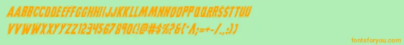フォントGrimghostcollegeital – オレンジの文字が緑の背景にあります。