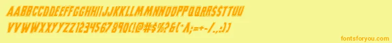 フォントGrimghostcollegeital – オレンジの文字が黄色の背景にあります。