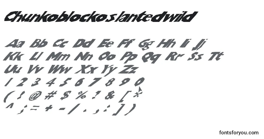 Schriftart Chunkoblockoslantedwild – Alphabet, Zahlen, spezielle Symbole
