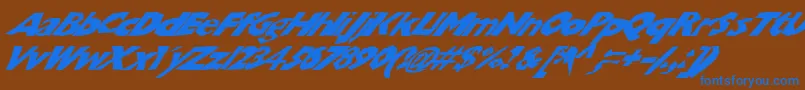 Chunkoblockoslantedwild Font – Blue Fonts on Brown Background