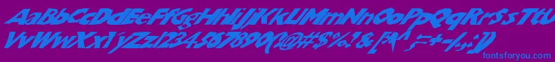 Chunkoblockoslantedwild-Schriftart – Blaue Schriften auf violettem Hintergrund