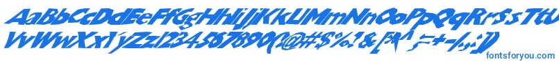 フォントChunkoblockoslantedwild – 白い背景に青い文字