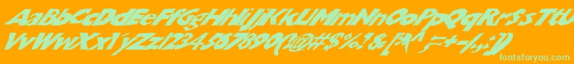 Chunkoblockoslantedwild Font – Green Fonts on Orange Background