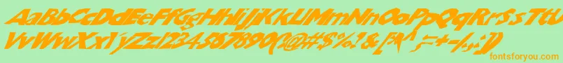 Chunkoblockoslantedwild-Schriftart – Orangefarbene Schriften auf grünem Hintergrund