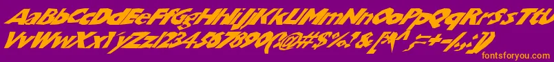 Chunkoblockoslantedwild Font – Orange Fonts on Purple Background