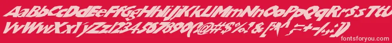 Chunkoblockoslantedwild Font – Pink Fonts on Red Background