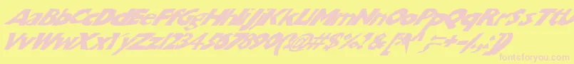 Chunkoblockoslantedwild-Schriftart – Rosa Schriften auf gelbem Hintergrund