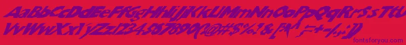 Chunkoblockoslantedwild Font – Purple Fonts on Red Background