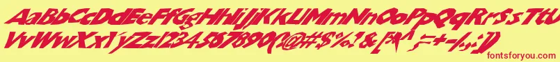 Chunkoblockoslantedwild Font – Red Fonts on Yellow Background