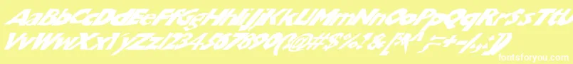Chunkoblockoslantedwild-Schriftart – Weiße Schriften auf gelbem Hintergrund