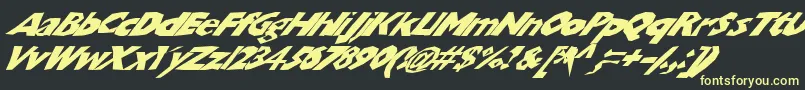 Chunkoblockoslantedwild Font – Yellow Fonts on Black Background