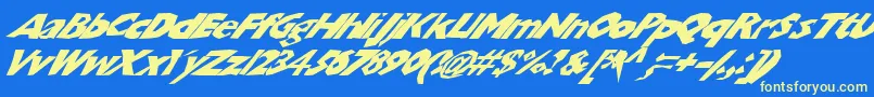 Czcionka Chunkoblockoslantedwild – żółte czcionki na niebieskim tle