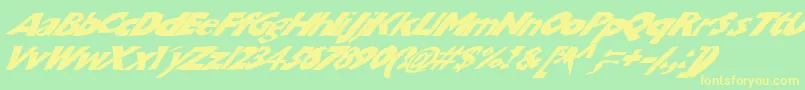 Chunkoblockoslantedwild Font – Yellow Fonts on Green Background