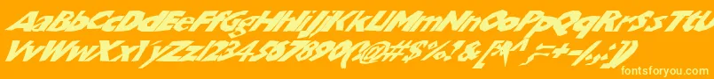 Шрифт Chunkoblockoslantedwild – жёлтые шрифты на оранжевом фоне