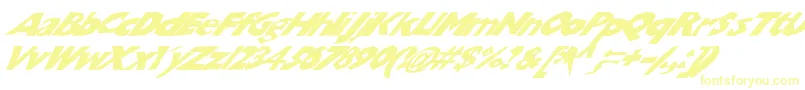 Chunkoblockoslantedwild-Schriftart – Gelbe Schriften auf weißem Hintergrund