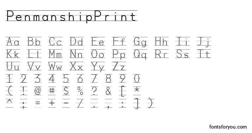 PenmanshipPrint Font – alphabet, numbers, special characters