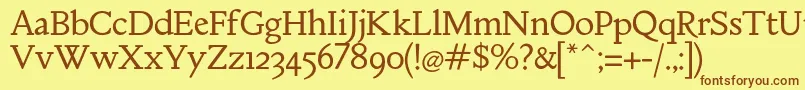 MebinacRegular-fontti – ruskeat fontit keltaisella taustalla