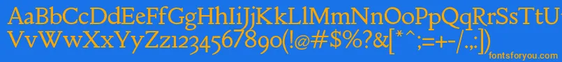 MebinacRegular Font – Orange Fonts on Blue Background